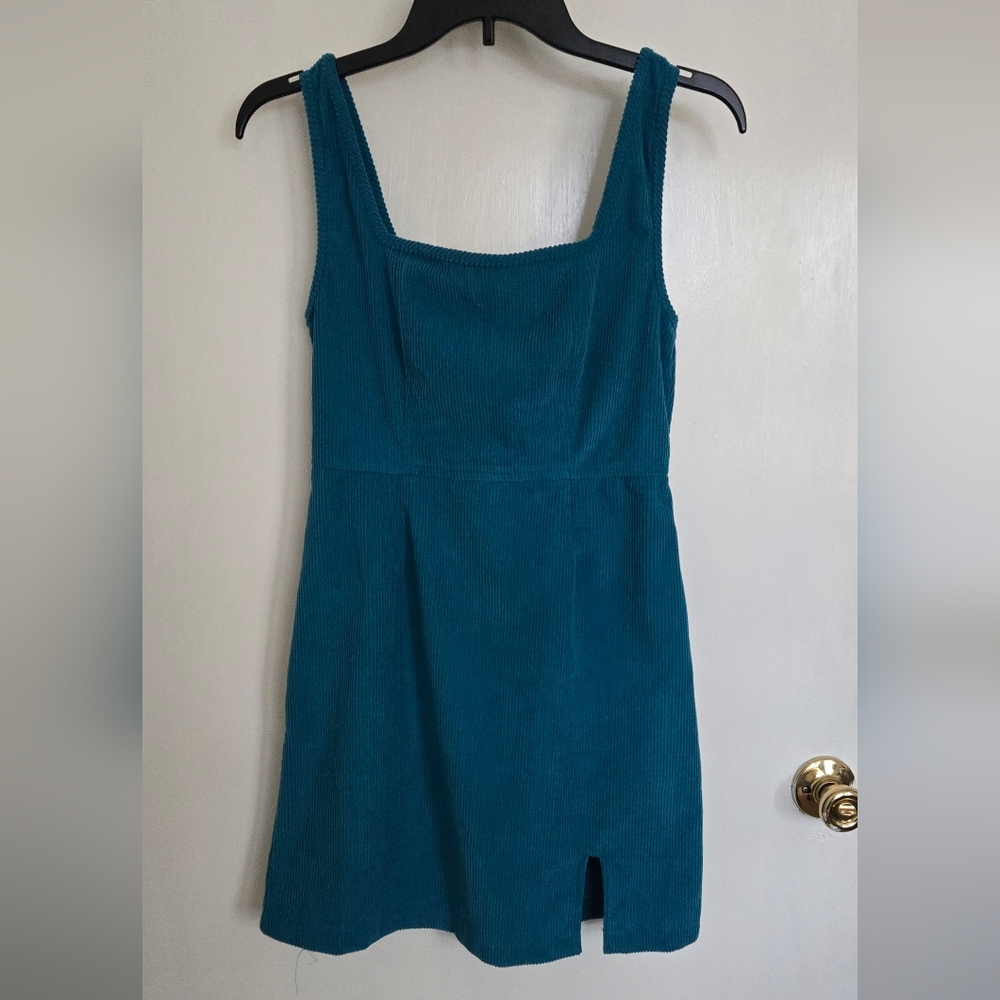 Japna teal corduroy mini dress